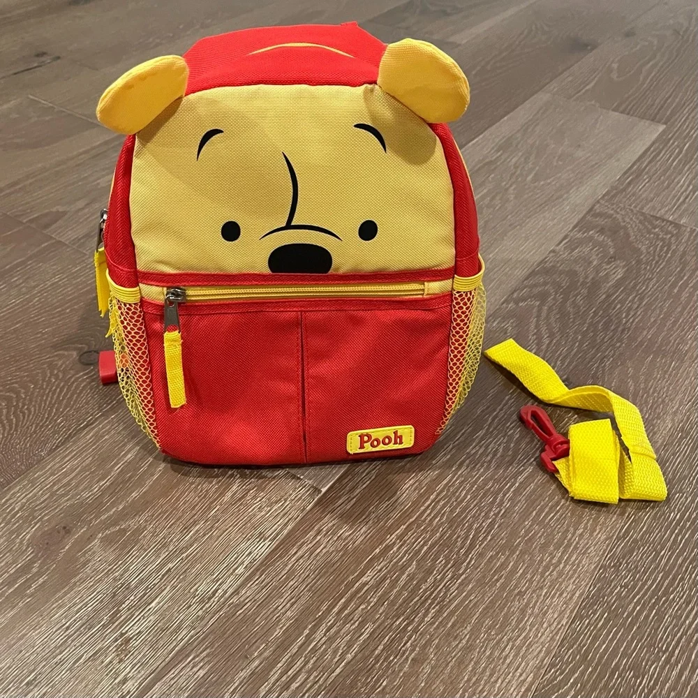 Disney Winnie The Pooh Bear Yellow Red Baby Toddler Harness Backpack